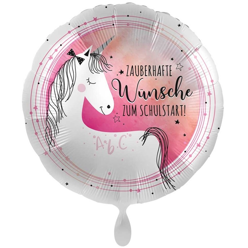 School start foil balloon unicorn 45cm