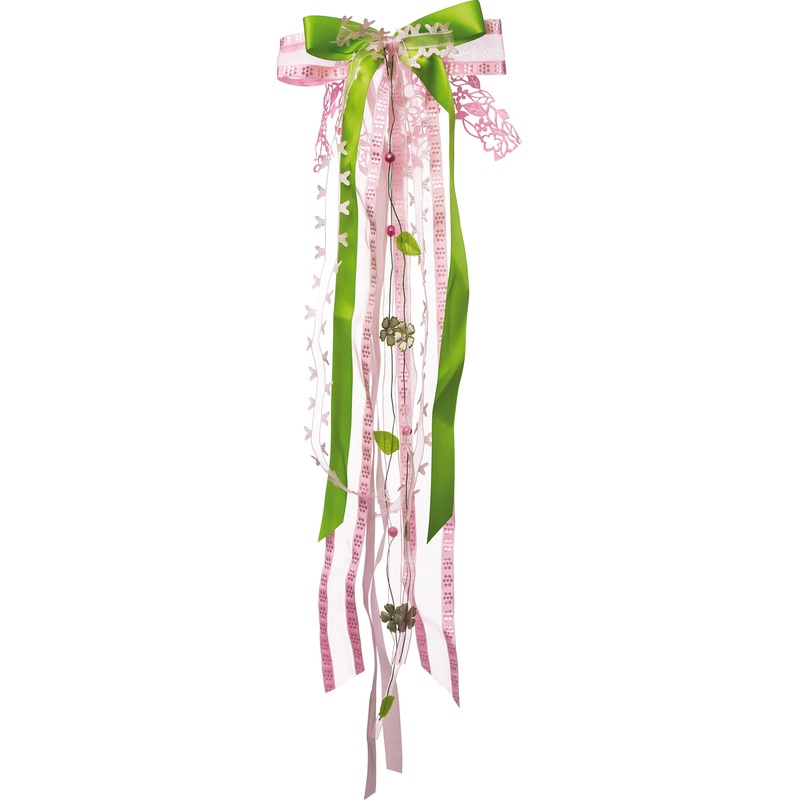 Shoulder bag ribbon pink-green 23 x 50cm