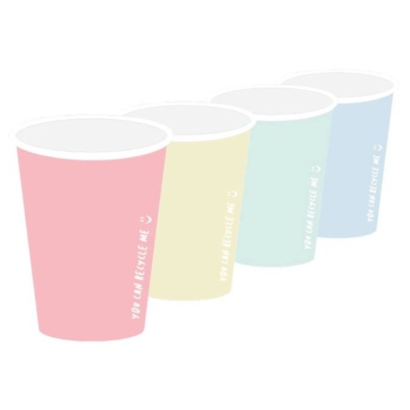 12 pink & gold paper cups 255ml