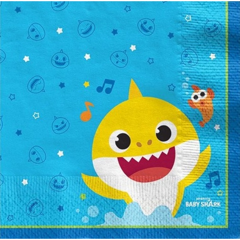 16 Baby Shark napkins 33cm