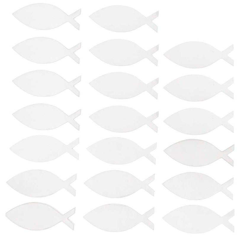20 white wooden fish 50 x 19mm