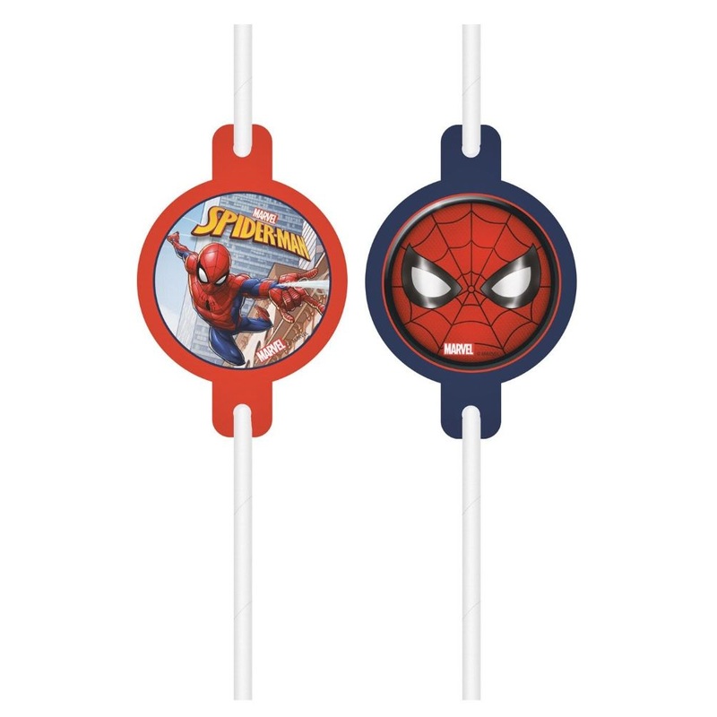 4 drinking straws Spiderman Hero Fighter