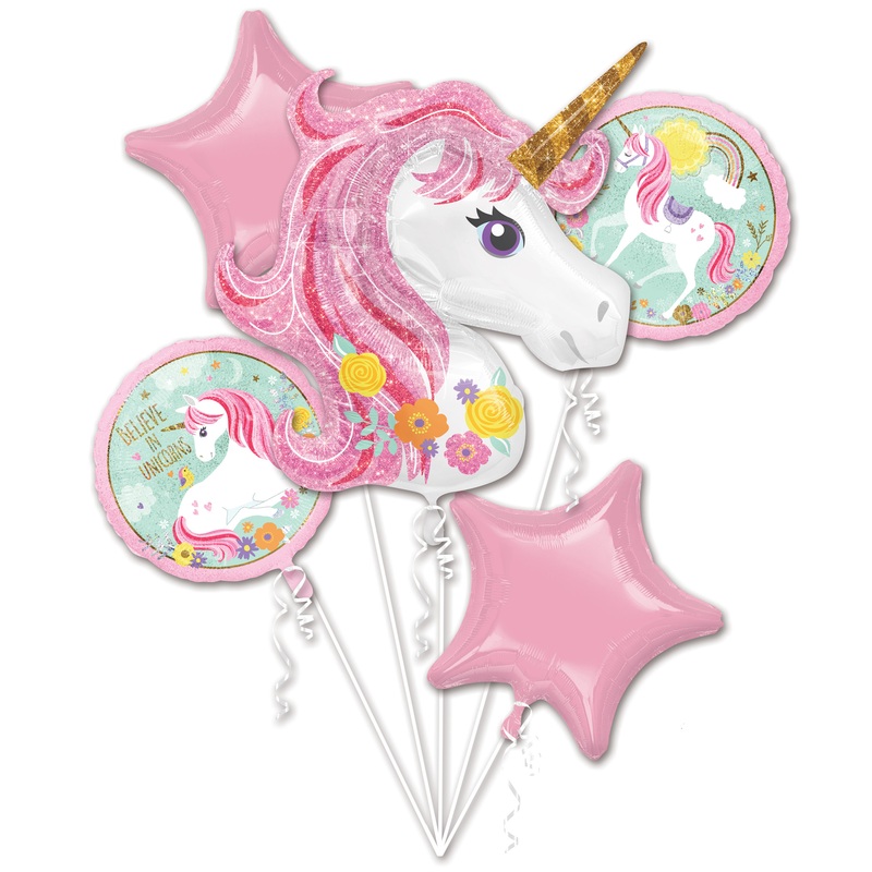 5 Believe in Unicorns foil balloons
