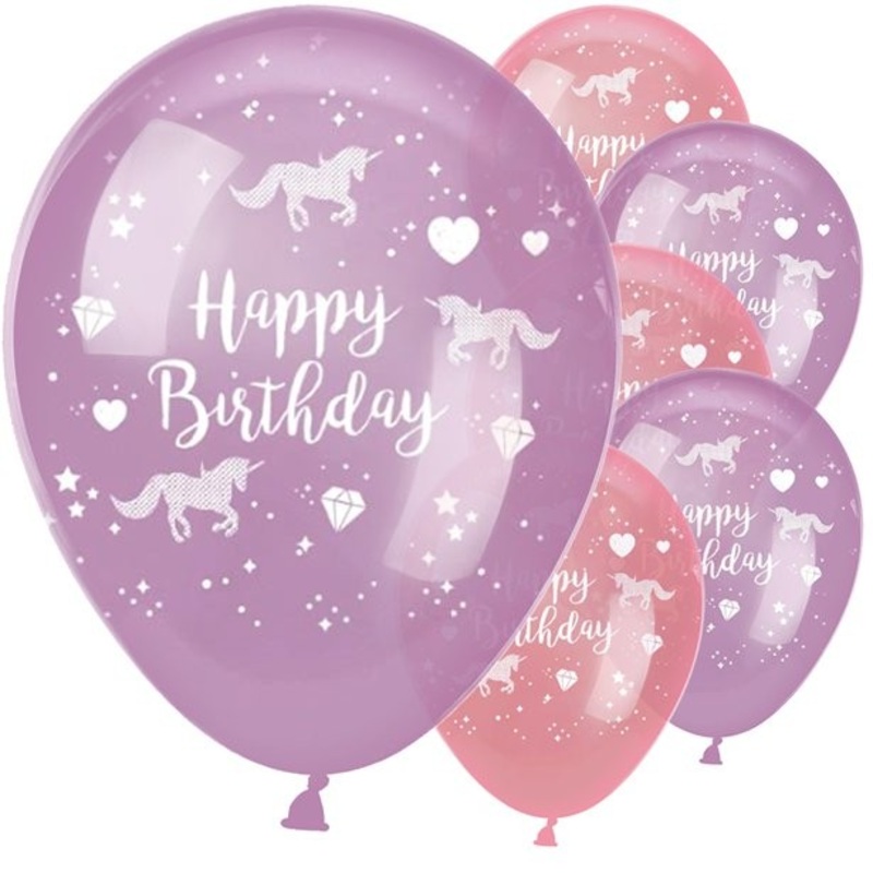 6 Golden Unicorn latex balloons 28cm