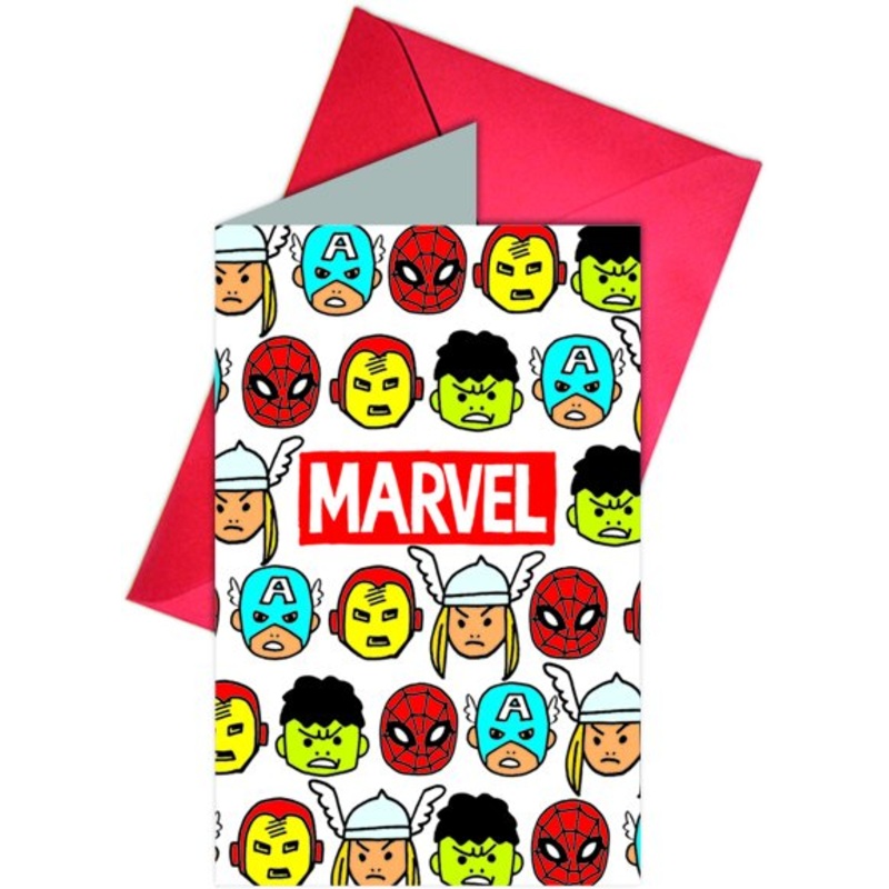 6 Marvel Comic Book Heroes Invitation Cards