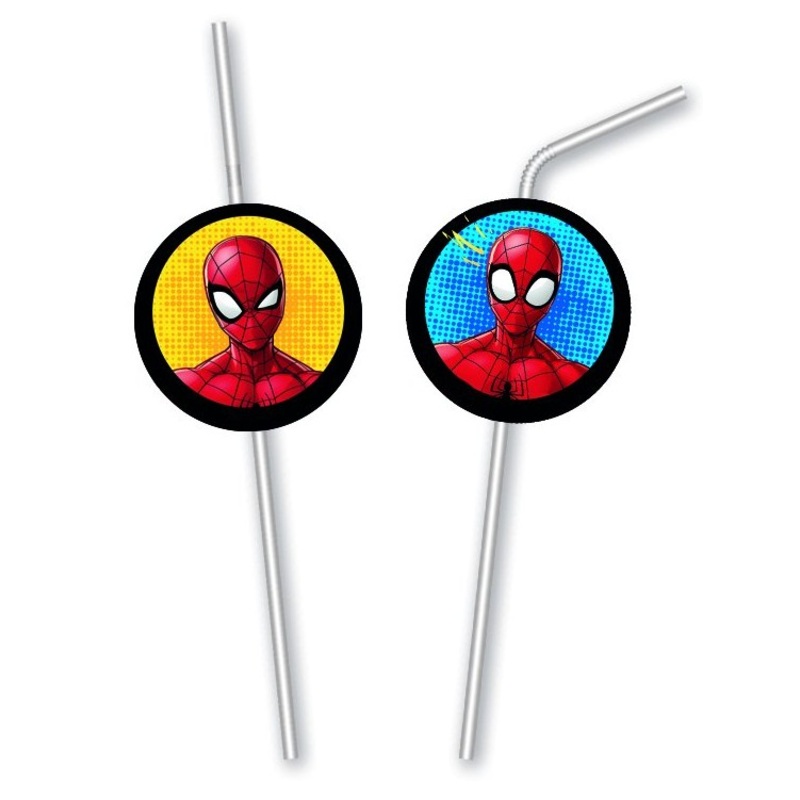 6 Spiderman Action straws