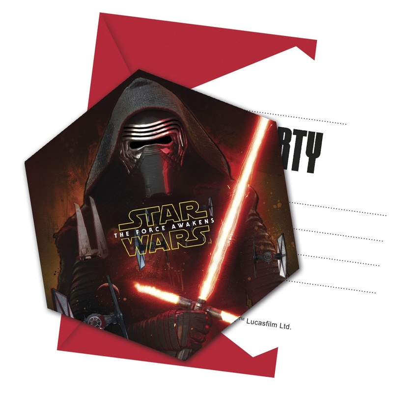 6 Star Wars The Force invitation cards