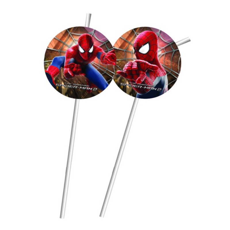 6 The Amazing Spiderman 2 straws 24cm