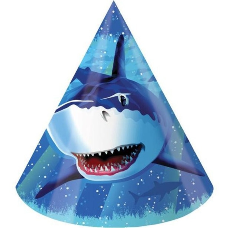 8 shark party hats