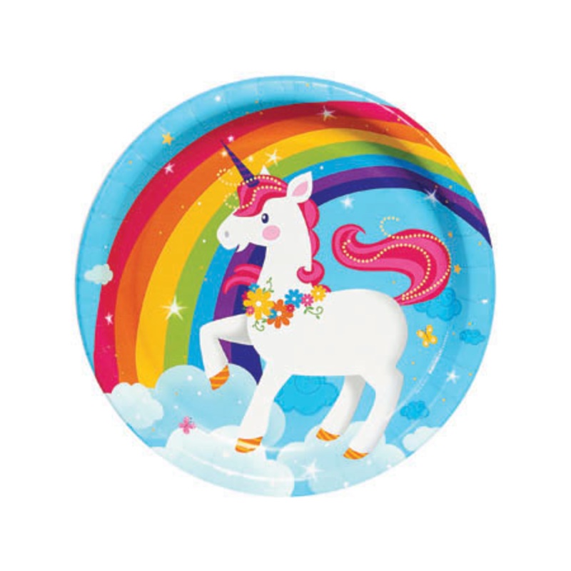 8 unicorn Melody paper plates 22cm
