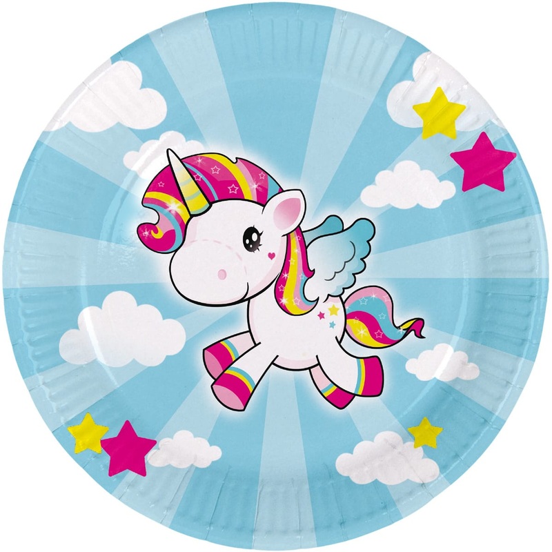 8 unicorn Poppy paper plates 23cm