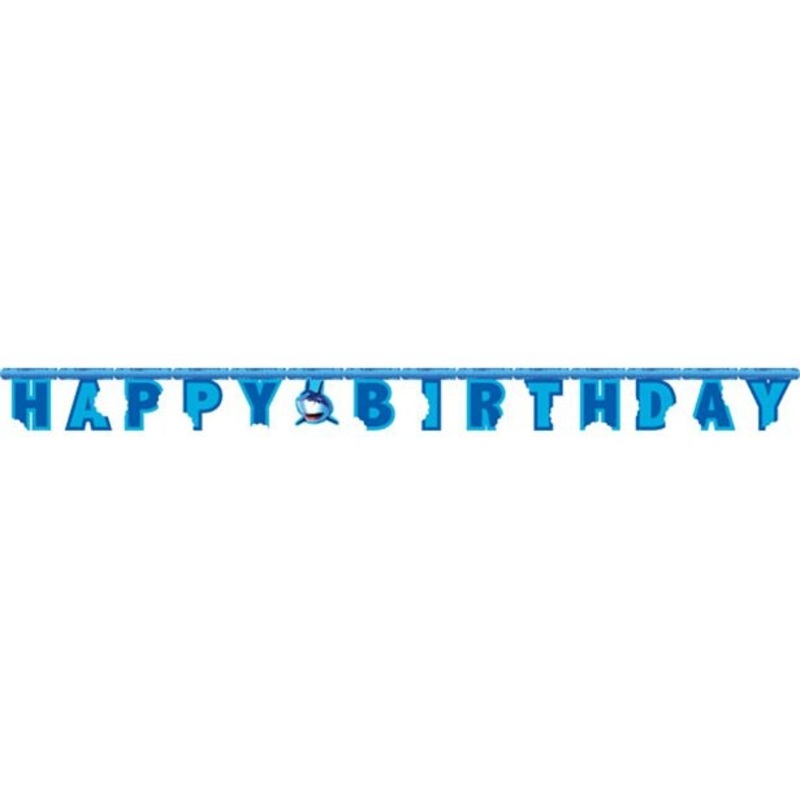 Shark Party Happy Birthday garland 2.4m