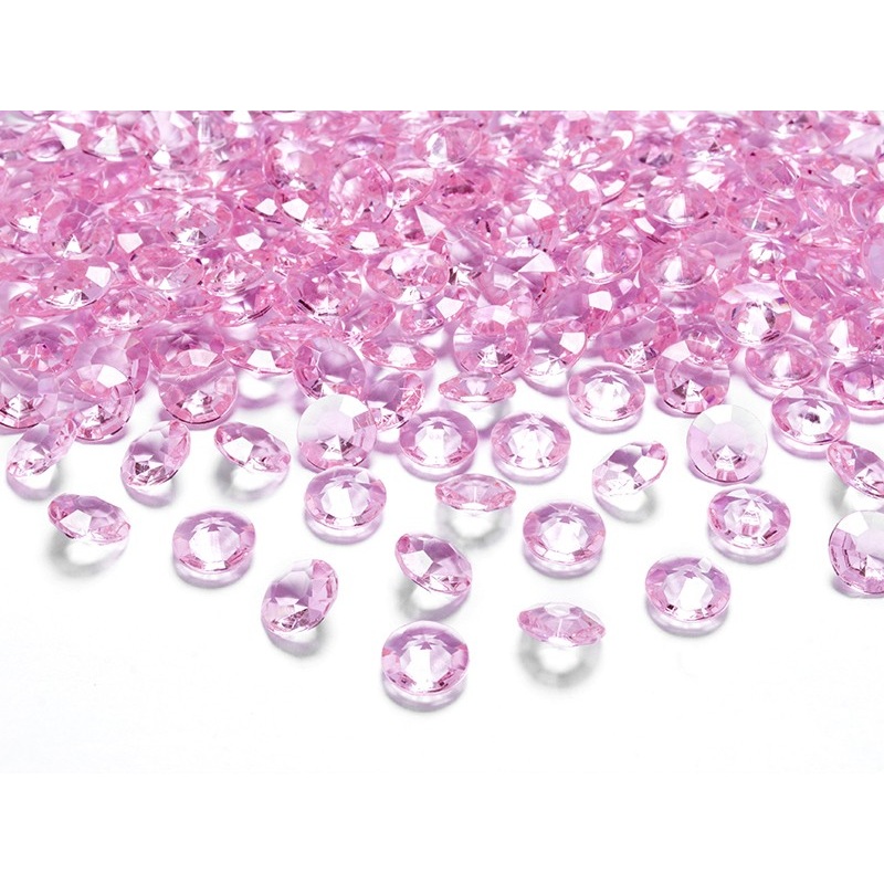 100 Diamond Scatter Decorations Light Pink 1.2cm