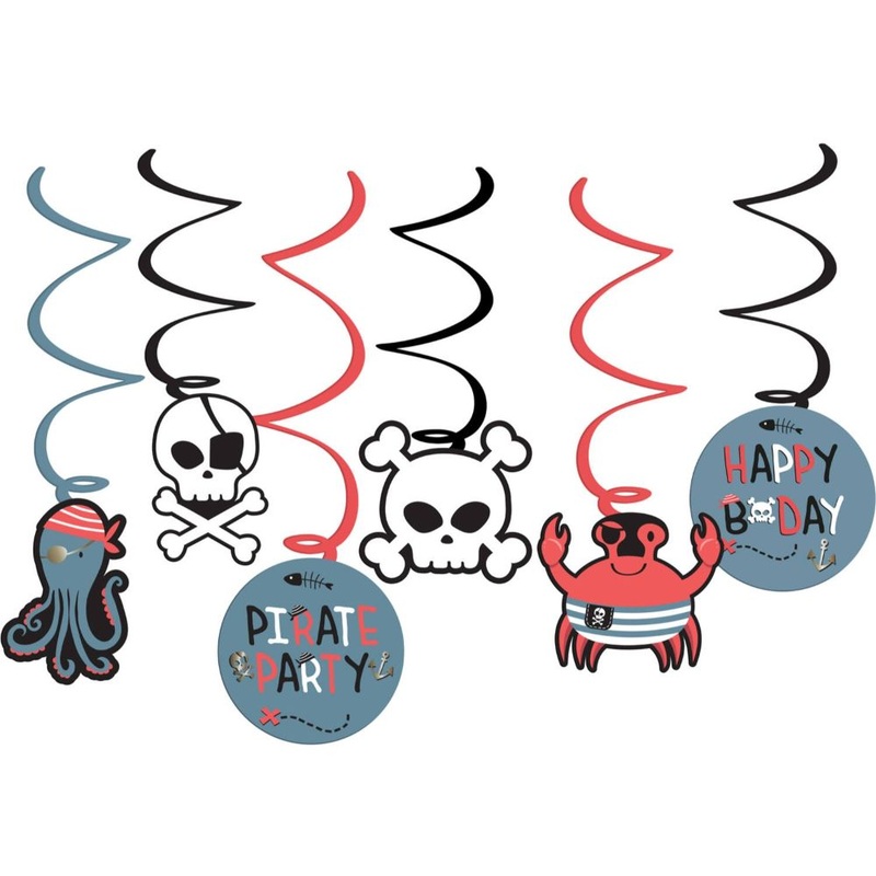 6 Kaper-Crew Pirate Party Hanging Decorations