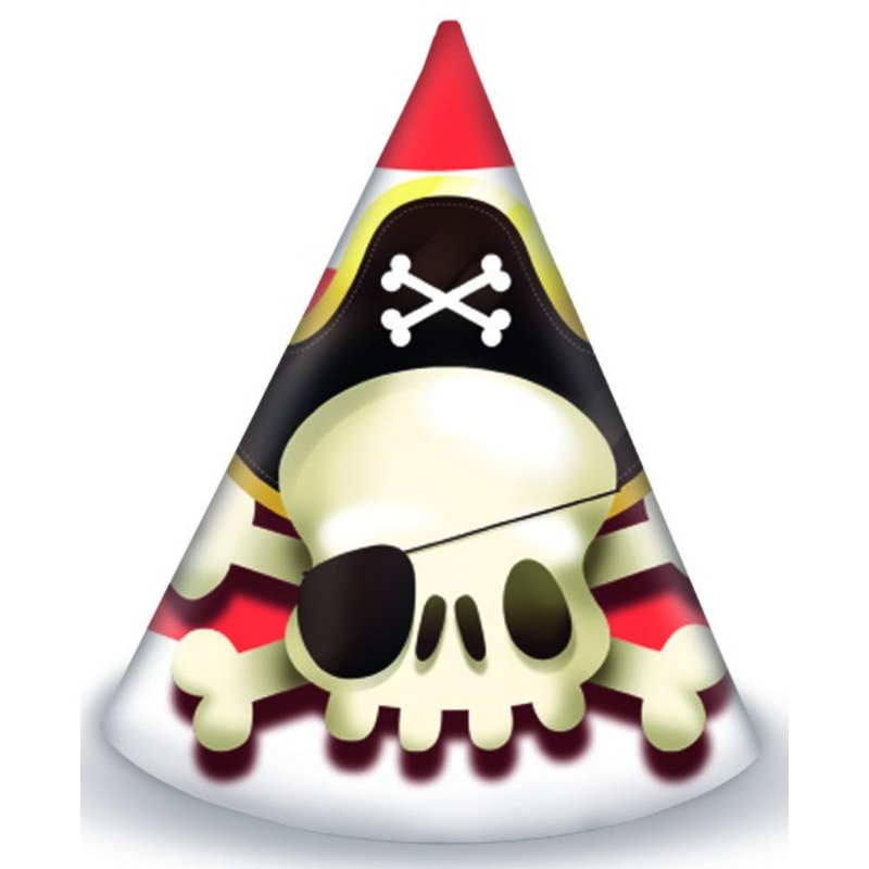 6 one-eyed Joe pirate party hats 16cm