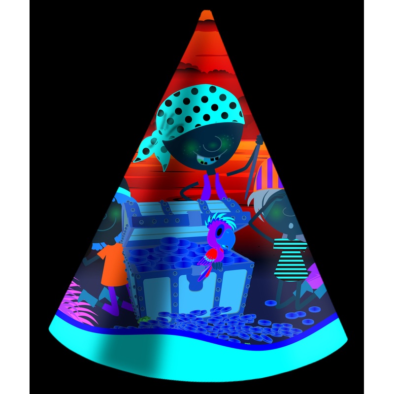 6 pirate Kilian shark party hats 11cm