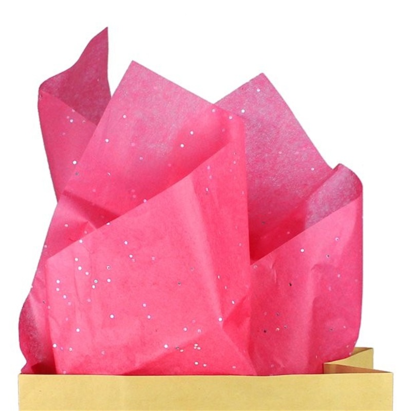 60 Fuchsia tissue paper with glitter 50cm