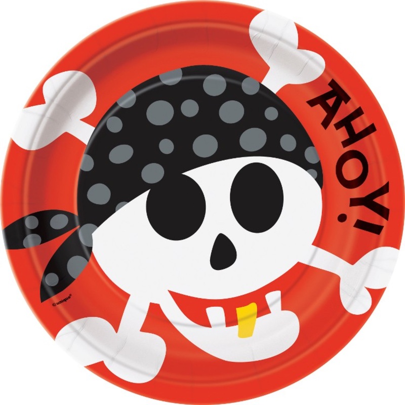 8 Captain Barracudas Pirate Party paper plates 23cm