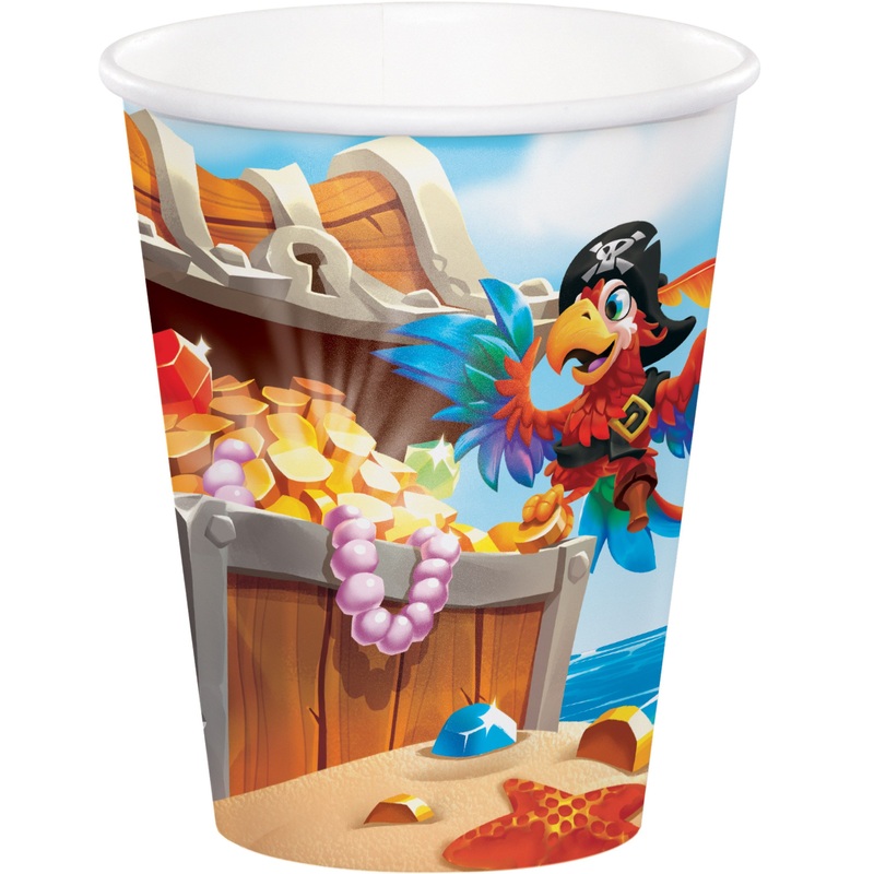 8 pirate crew paper cups 256ml