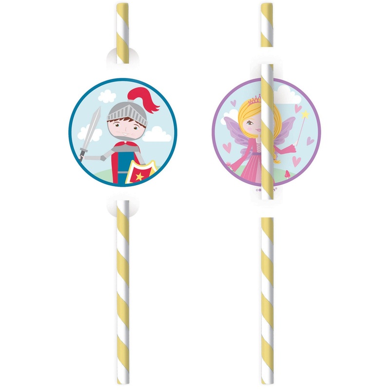 8 princess & knight straws