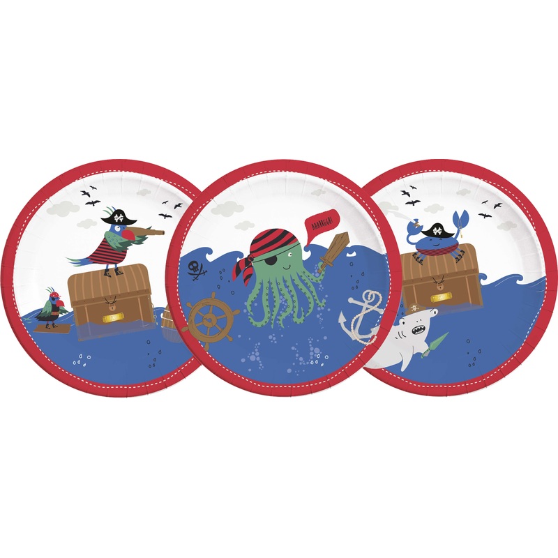 8 sea pirates paper plates 23cm