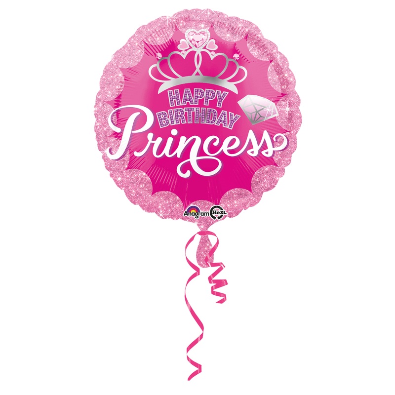 Birthday balloon glitter Princess pink