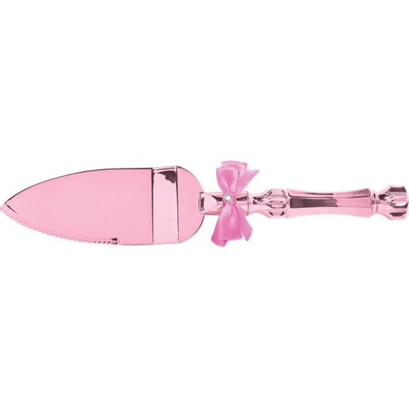 Pink cake server with a bow