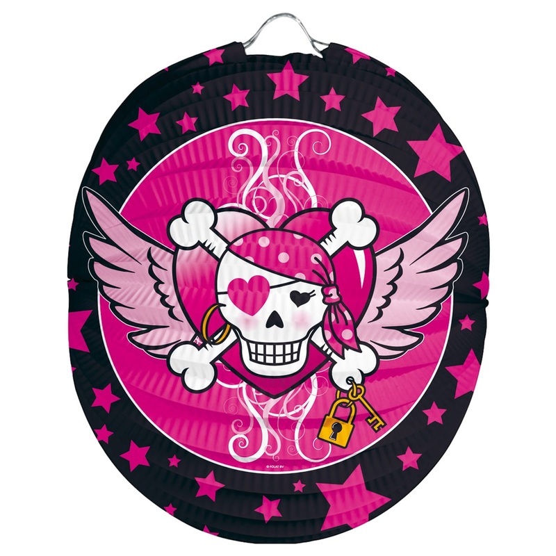 Pirate girl lampion pink-black 22cm
