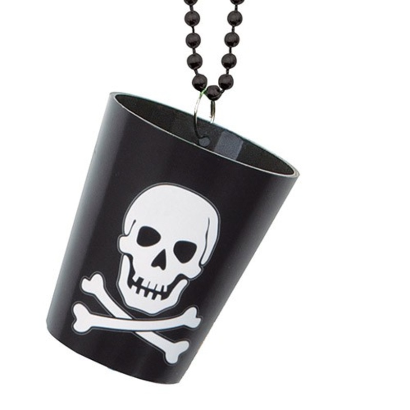 Pirate skull shot glass with necklace