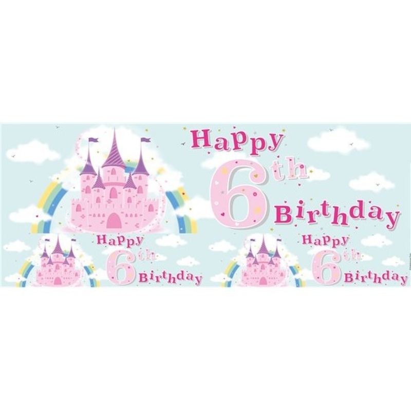 Rainbow Princess 6th Birthday Banner 2.6m