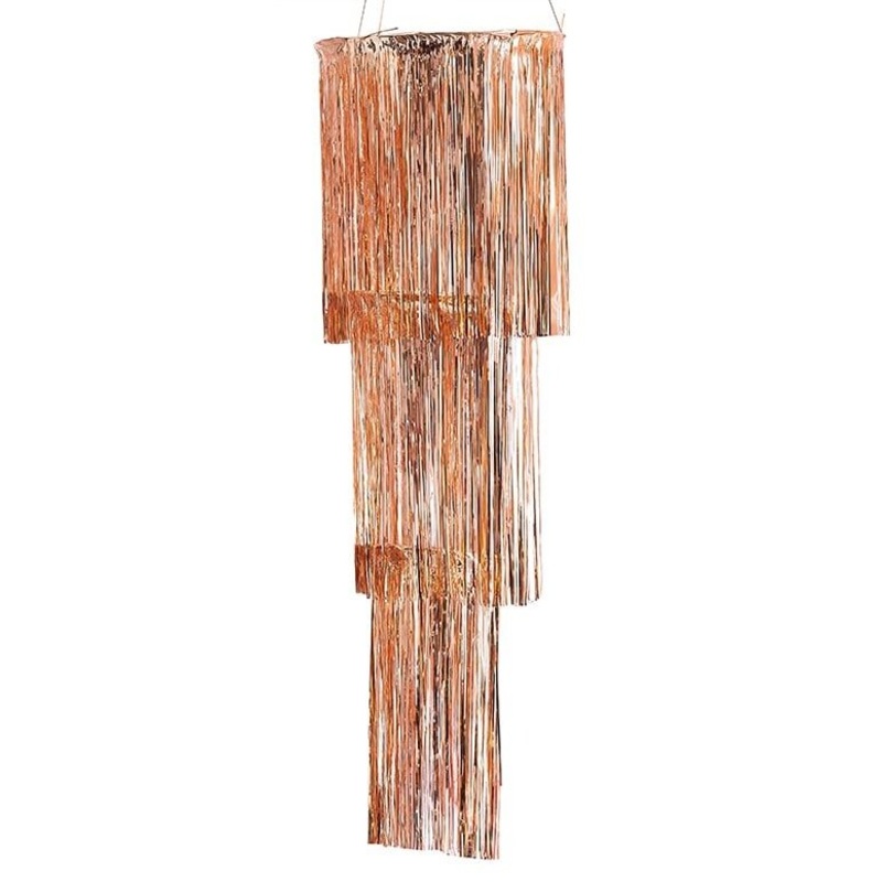 Rose gold tinsel chandelier 1.3m