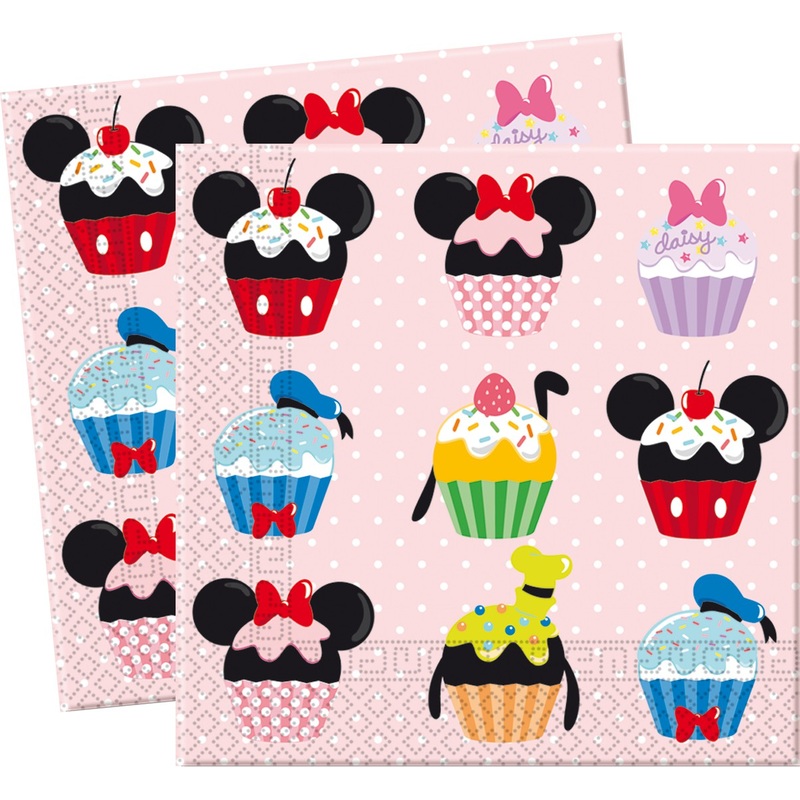 20 Mickey Mouse cupcake party napkins 33x33cm