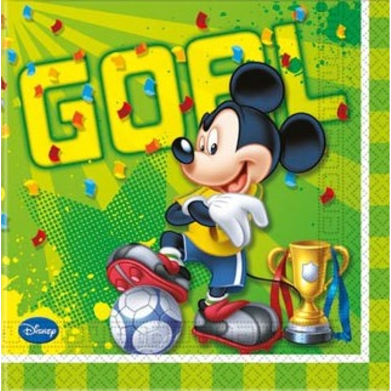 20 Mickey Mouse soccer napkins 33cm