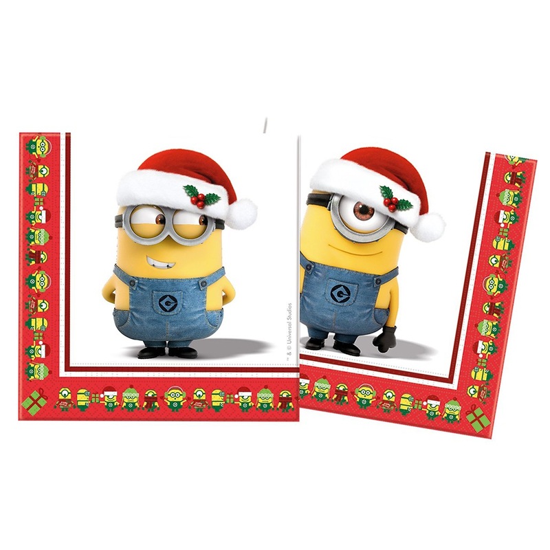 20 Minions Christmas Napkins 33cm