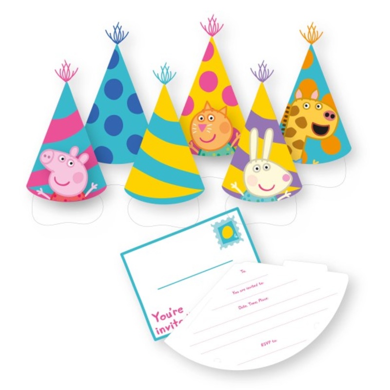 6 invitation cards with envelope - Peppa's Party