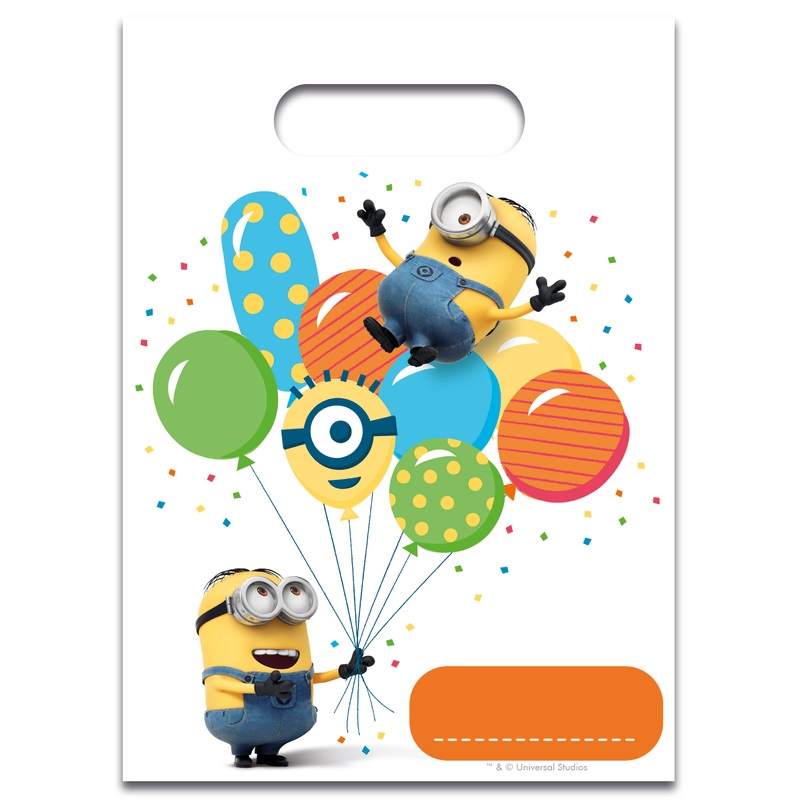 6 Minions balloon party gift bag 28.5 x 17cm