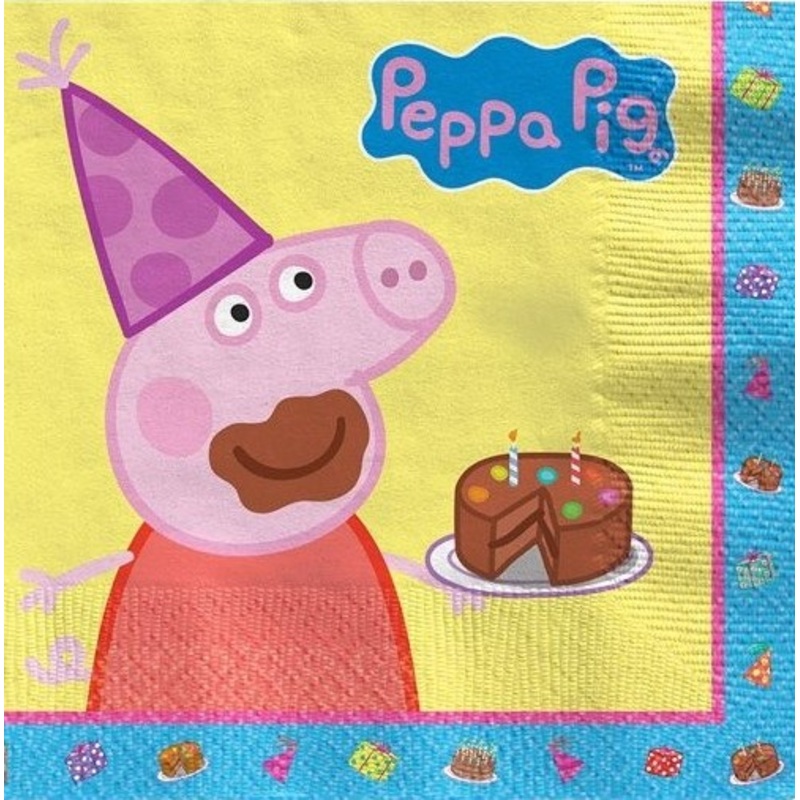 6 Peppa Pig Rainbow Birthday napkins 33cm