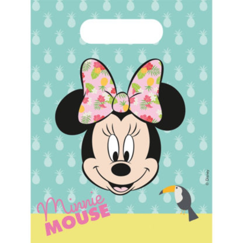 6 Tropical Minnie Mouse party bags 30 x 17cm