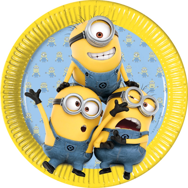 8 funny Minion Parade paper plates 23cm