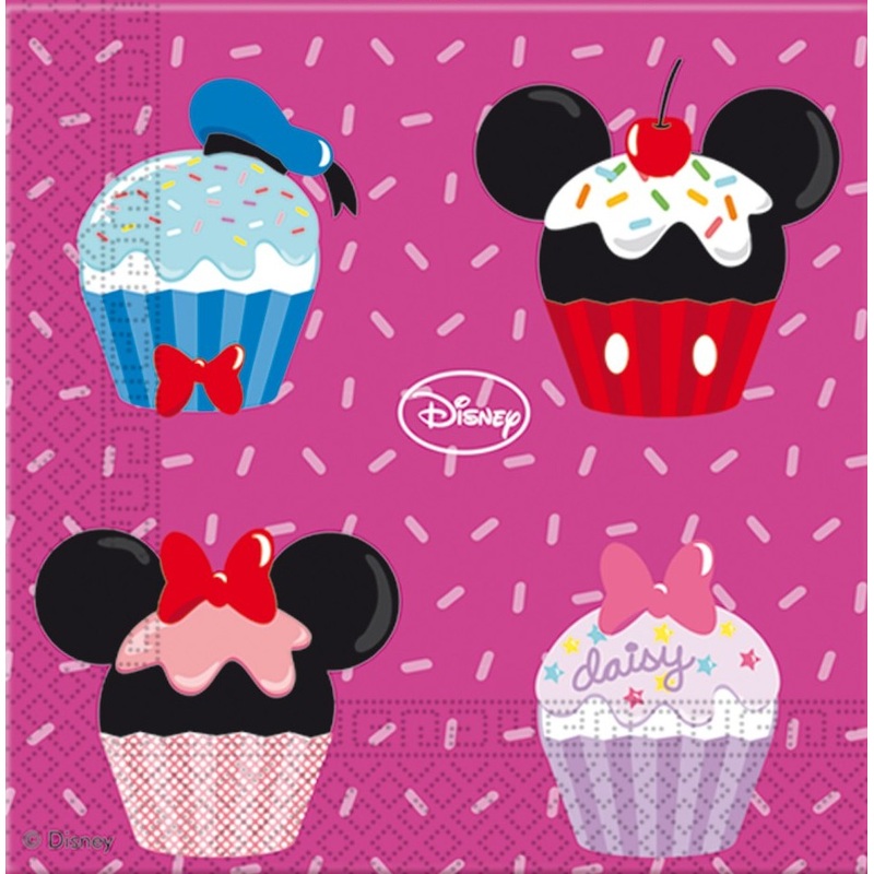 8 Mickeys Cupcake Party Napkins 33cm