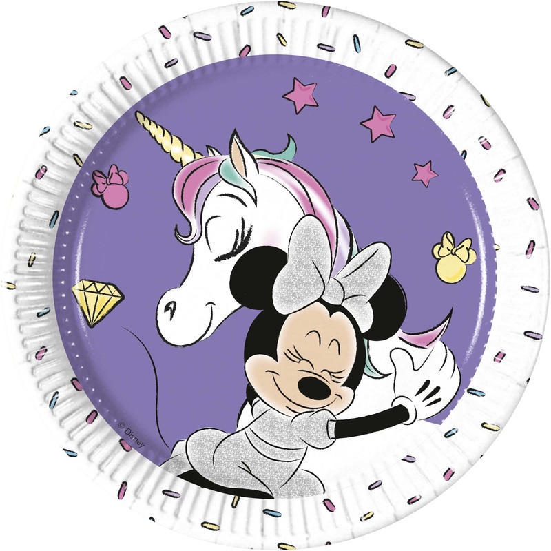 8 Minnie Mouse unicorn plates 20cm