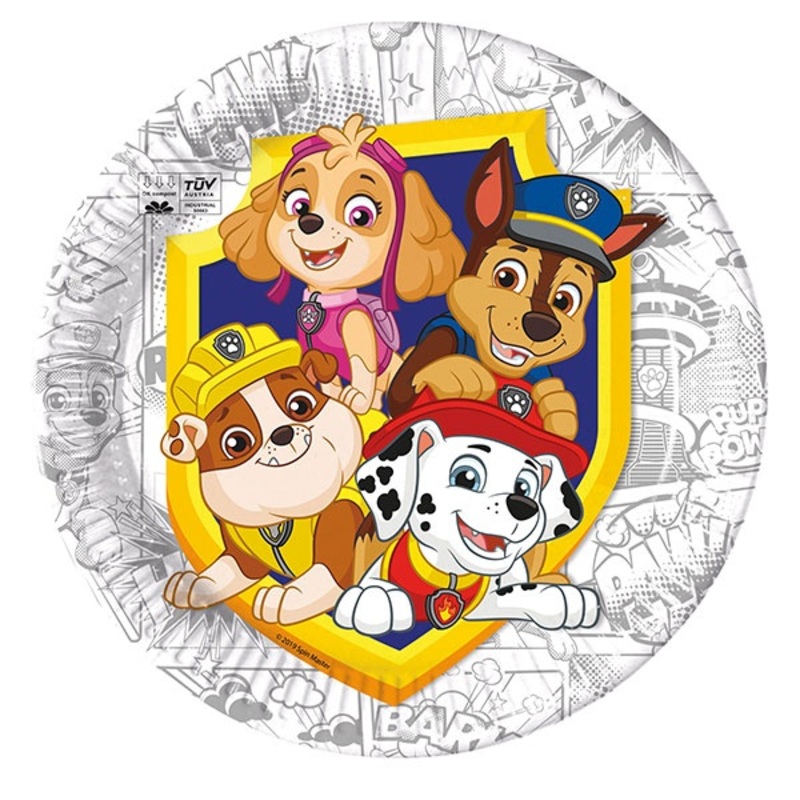 8 Paw Patrol Action plates 23cm compostable