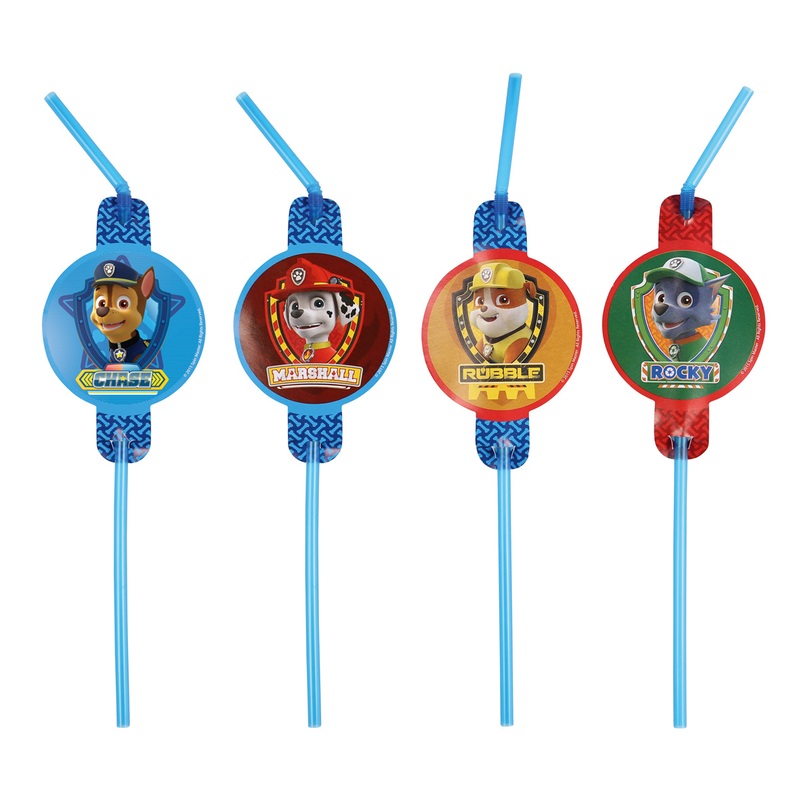 8 Paw Patrol Crew straws 24cm