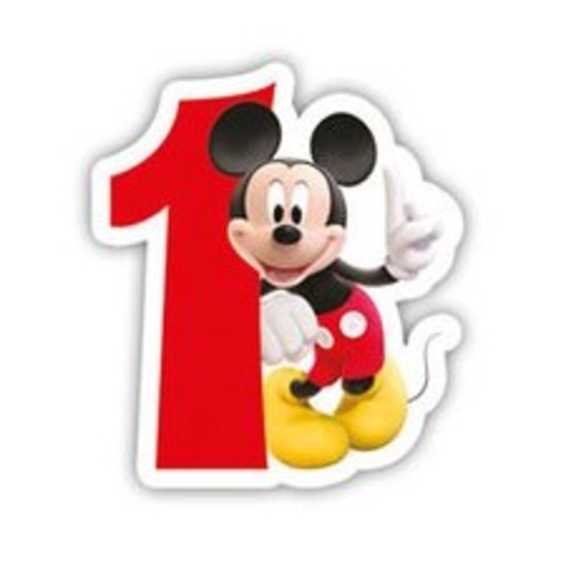 Mickey Mouse birthday party cake candle number 1