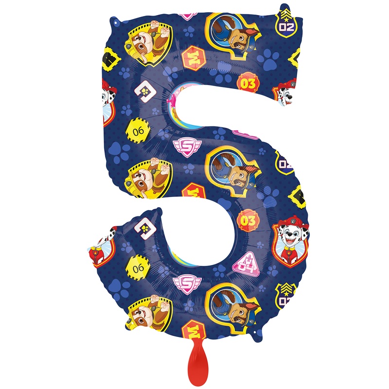 Paw Patrol 5th birthday foil balloon 86cm