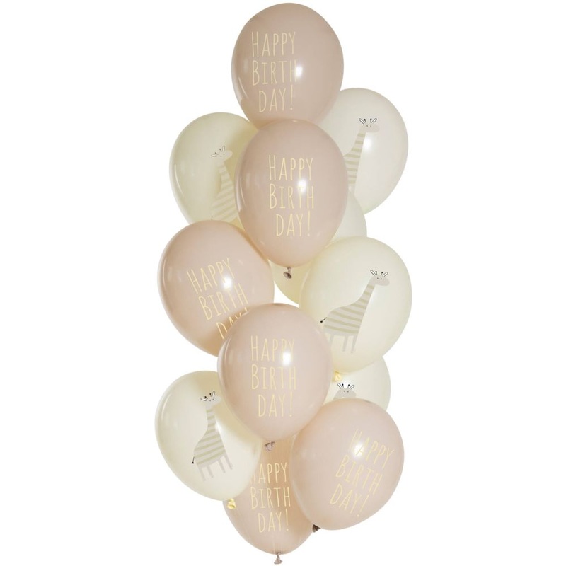 12 giraffe birthday balloons 33cm