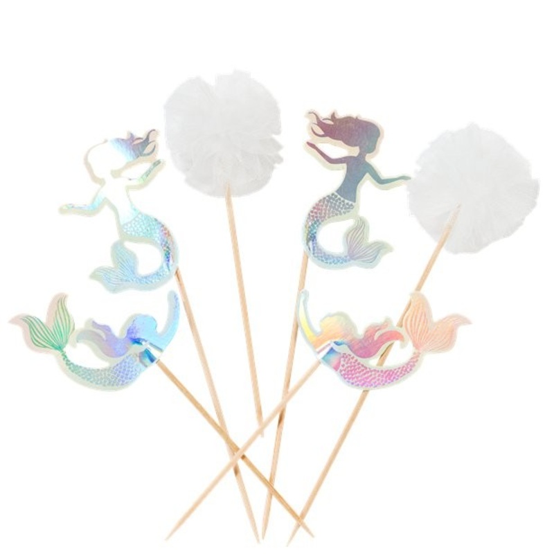 12 iridescent mermaid cake skewers