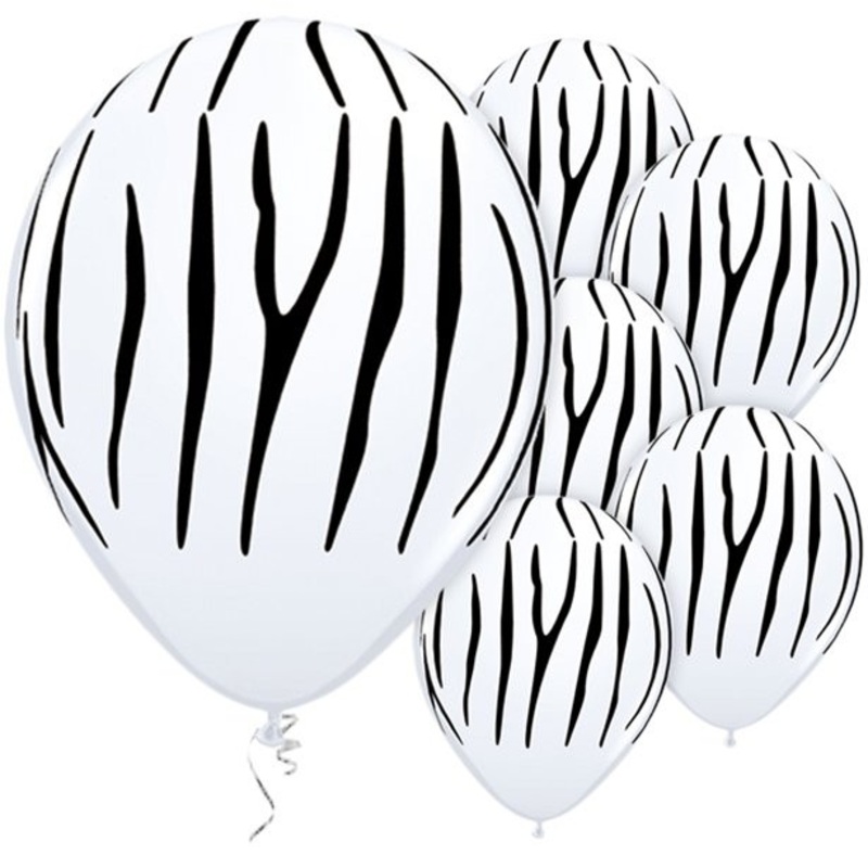 25 zebra pattern balloons 28cm