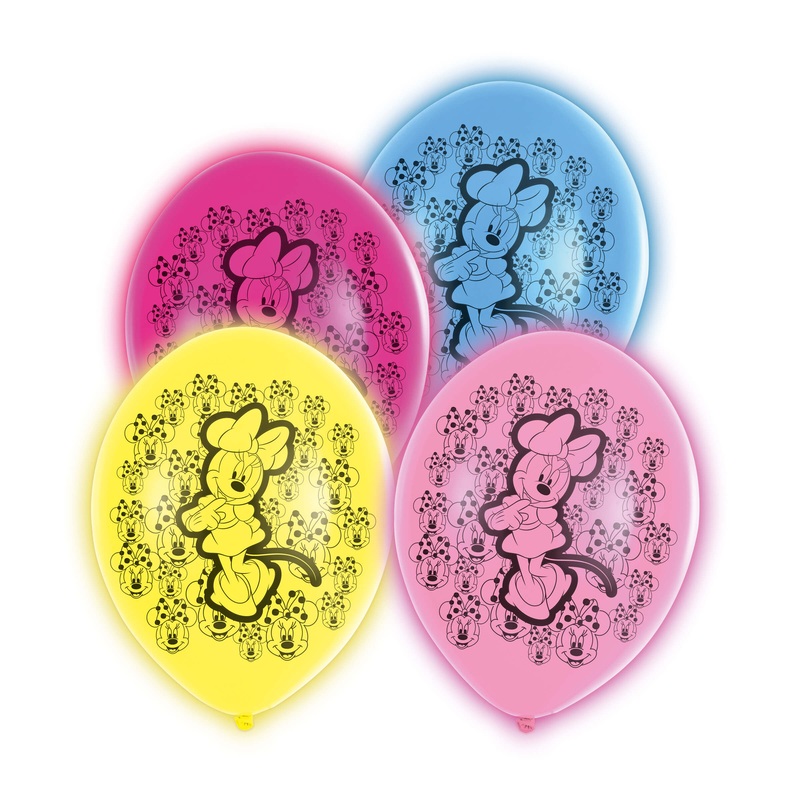 5 LED Minnie Mouse balloons 27cm