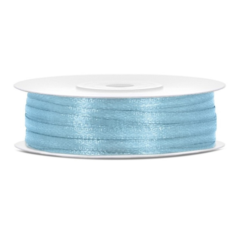 50m satin gift ribbon light blue 3mm wide
